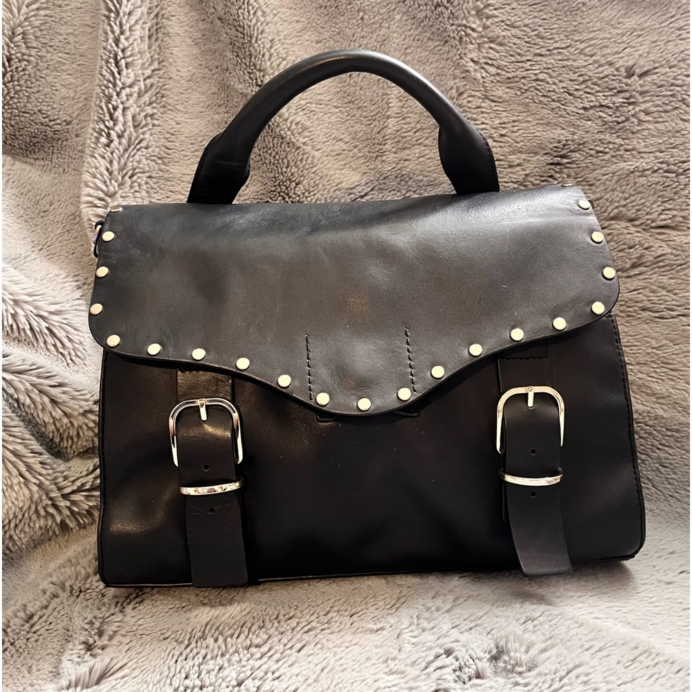Black Studded Biker Satchel
